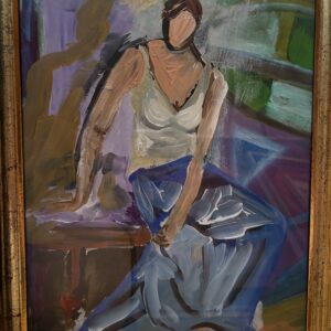 Vrouw met blauwe rok